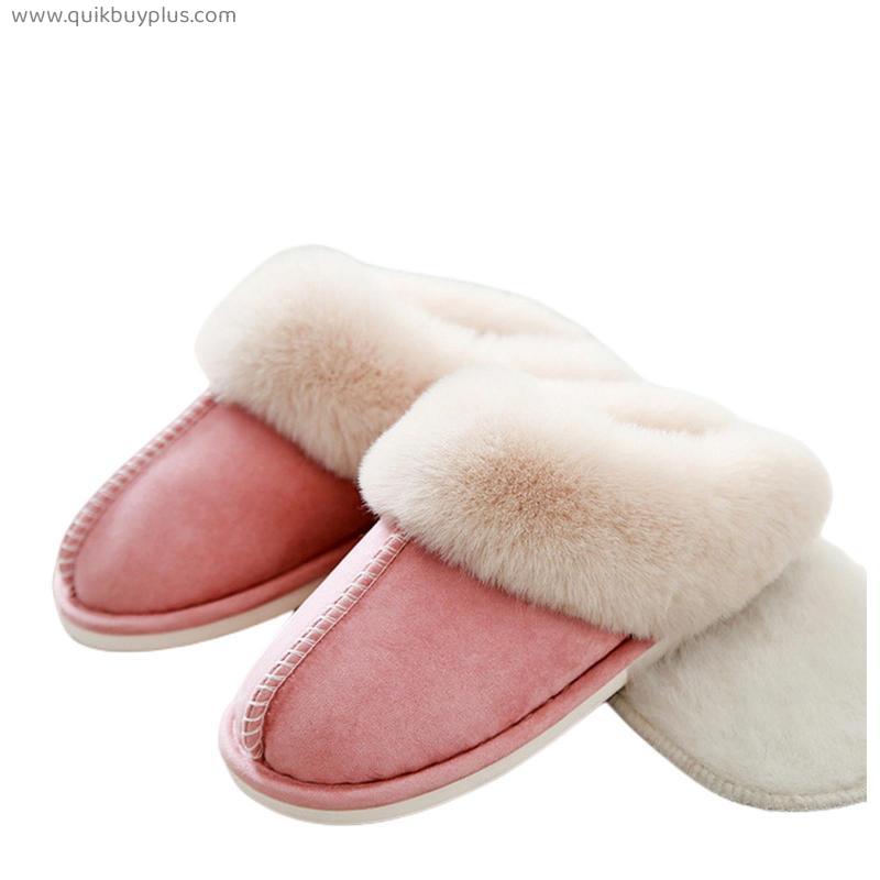 Cotton Slippers Women's Autumn Winter Home Warm Slippers Lovers Plush Slippers Cotton-padded Shoes Short Plush White Slippers