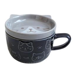 Creative Ceramic Coffee Mugs With Lid Cute Cat Porcelain Cup Family Breakfast Milk Juice Cup Beverage