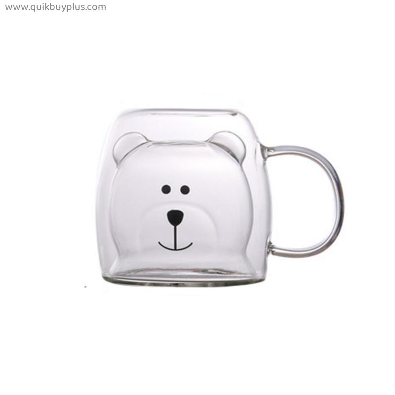 Creative Double Wall Glass Mugs Cute Bear Cup Lovely Double-layer Animal Coffee Mugs Valentine's Day Birthday Gifts Drinkware