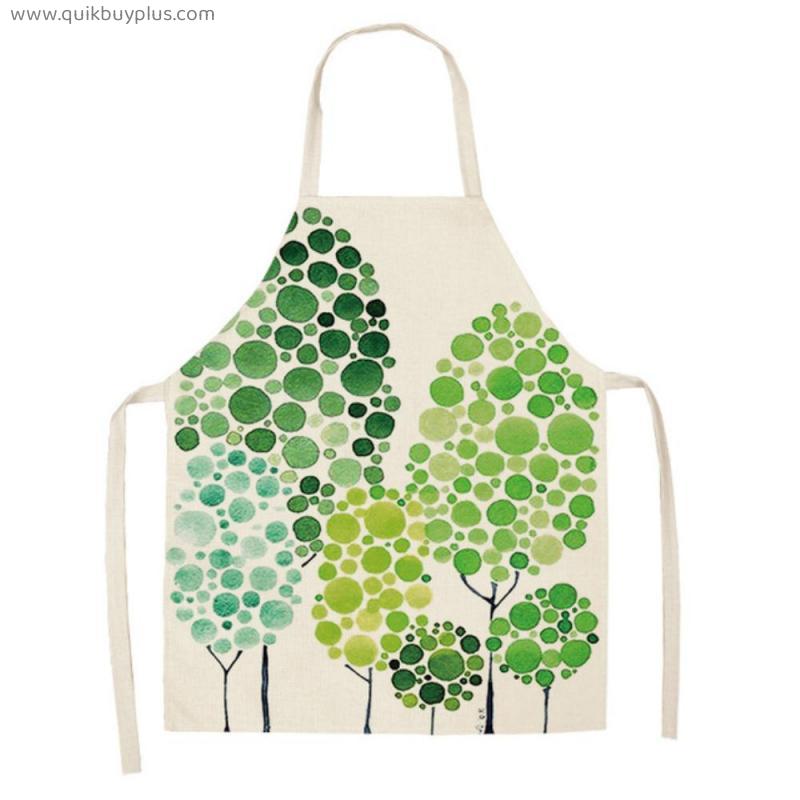 Creative Floral Kitchen Apron Linen Aprons Home Cooking Waist Baking Coffee Shop Cleaning Aprons Kitchen Accessories Delantal
