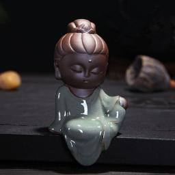 Creative Little Buddha Statues Buddhist Tathagata Cute Buda Sands Purple Clay Tea Pet Accessories Home Decor