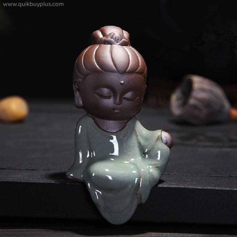 Creative Little Buddha Statues Buddhist Tathagata Cute Buda Sands Purple Clay Tea Pet Accessories home decor