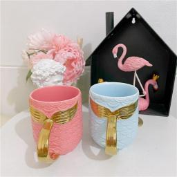 Creative Mermaid coffee Mugs Milk Tea Coffee Ceramic Cup With Golden Handle Pink Blue Personalized Drinkware Couple Gift 420ml