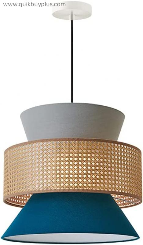 Creativity Chandelier Lighting with Modern Bamboo Lampshade Adjustable Height Lantern Pendant Light Fixture Finish for Living Room,Bedroom,Dining Room,Kitchen Island Hallway Entryway