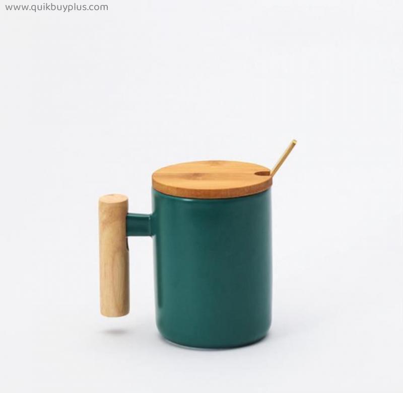 Creativity Coffee Mugs Ceramic Cups Wooden handle Wooden cover Tea Cup birthday gift