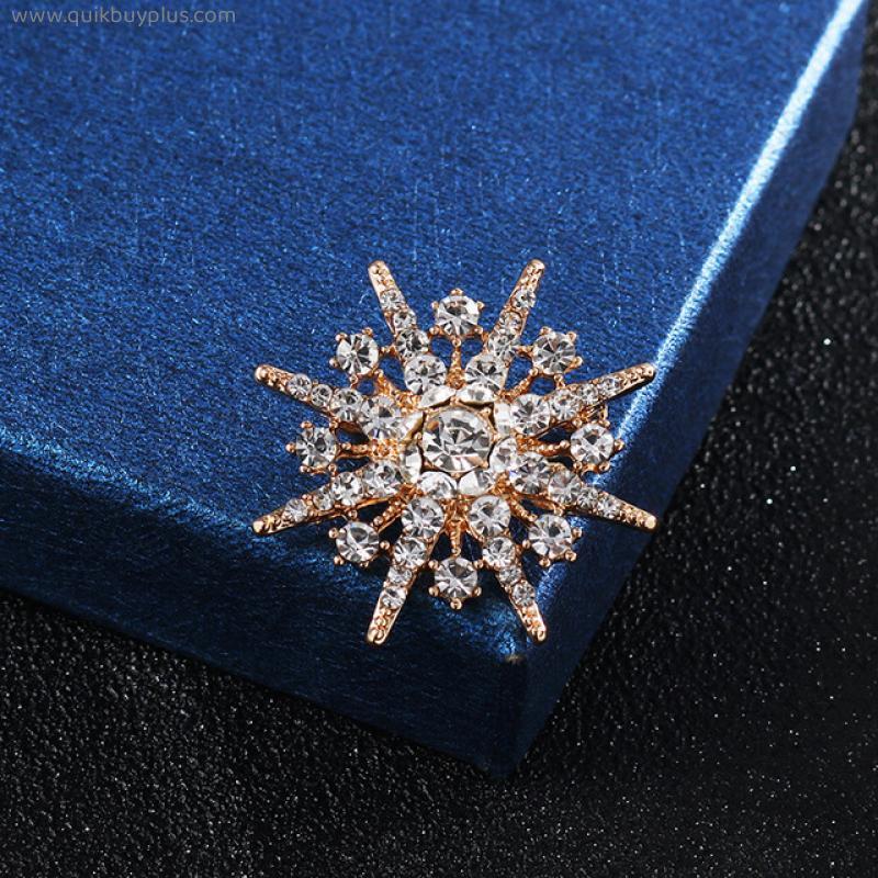 Crystal Rhinestone Flower Brooches Fashion Shirt Collar Needle Men Suit Lapel Pin Badge Men Accessories Gifts