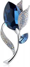 Crystal Tulip Brooch Female Personality All-Match Corsage Atmospheric Fashion Anti-Glare Pin Wholesale (Color : Blue)