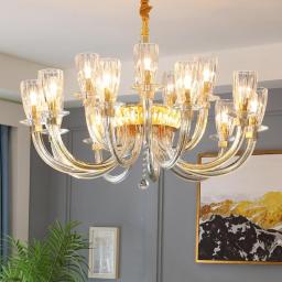 Crystal chandelier European style atmospheric living room lamp simple bedroom crystal lamp hotel villa hall candle chandelier