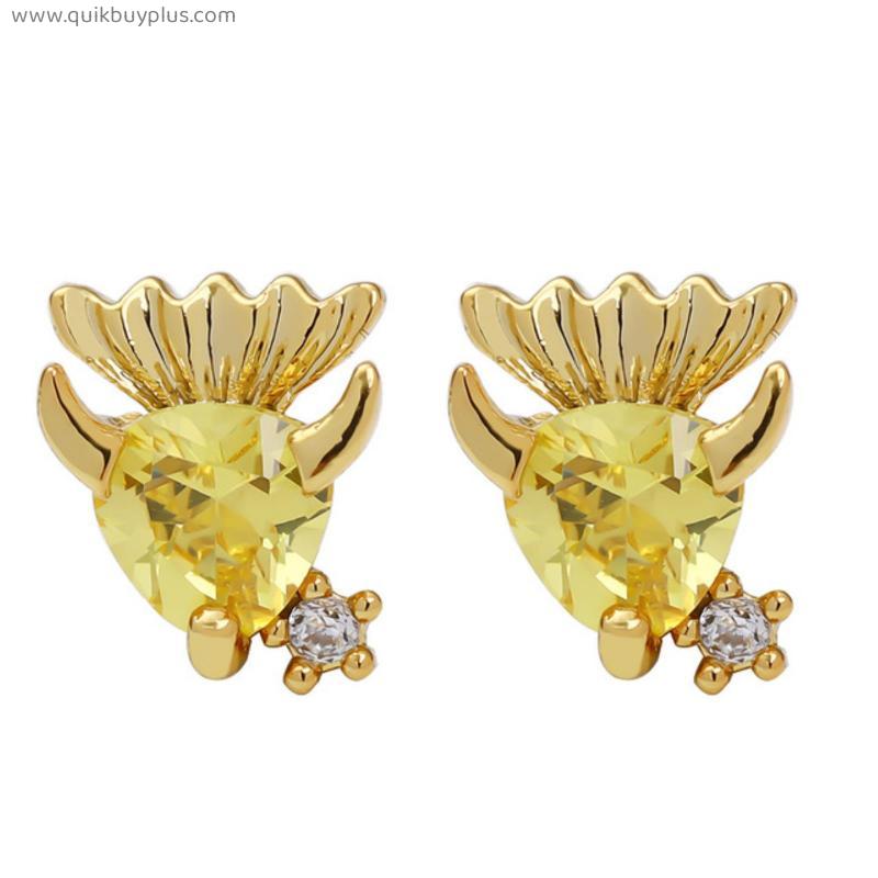 Cubic Stud Earrings Gold-plated Cute Small Animal Earrings for Women Girls Jewelry