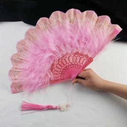 Custom Hand Fans Wedding Lace Feather Fan For Wedding Home Decorative Handmade Fans Bride Decoration