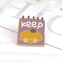 Custom KEEP Notebook Enamel Brooches Kawaii Hat Dogs Pins Cartoon Animals Badges For Women Men Denim Lapel Jewelry Friends Gifts