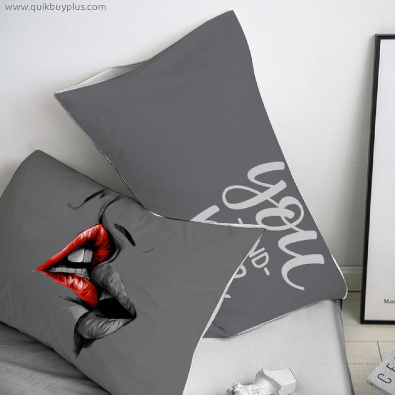 Custom Pillow Case Pillowcase 50x70 50x75 50x80 70x70 Decorative Pillow Cover Sexy red Lip on black Bedding Drop Shipping