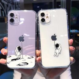 Cute Cartoon Astronaut Star Space Phone Case For IPhone 11 13 Pro MAX XS XR X 12 7 8 Plus Clear Soft TPU Shockproof Back Cover