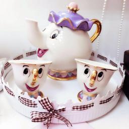 Cute Cartoon Beauty And The Beast Coffee Tea Set Mug (Without Tray)