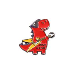 Cute Cartoon Dinosaur Enamel Lapel Pins Red Green Blue Skateboard Guitar Brooches Backpack Gifts