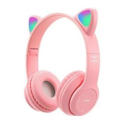 Cute Cat LED Earphones Wireless Headphones Muisc Stereo Bluetooth-compatible Headphone With Mic Children Earpieces Headset Gift