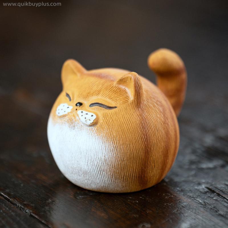 Cute Cat Purple Sand Tea Pet Boutique Can Raise Handmade Tea Set Accessories Tea Play Tea Table Ornaments