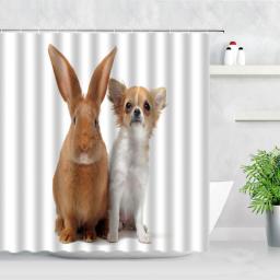 Cute Dog Shower Curtains Black Funny Animals dog Pattern 3D Print White Home Bathroom Decor Hooks Bathroom Curtain
