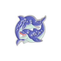 Cute Dolphins Enamel Lapel Pins Purple Star Plant Brooches Backpack  Accessories Gifts