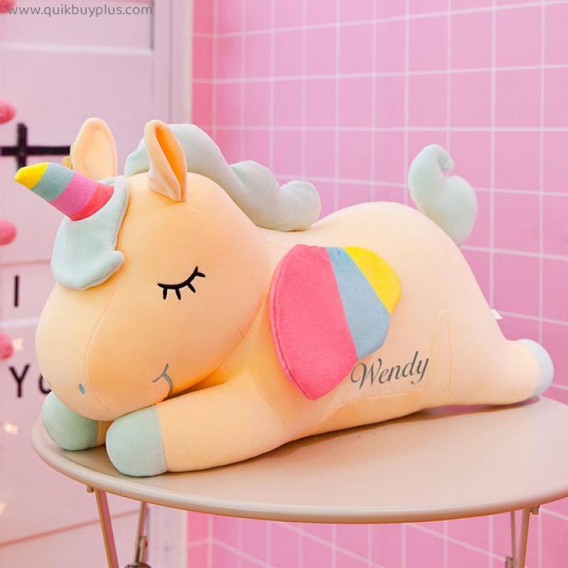 Cute unicorn plush toy high quality pink sweet horse girl home decor sleeping pillow gift for kids
