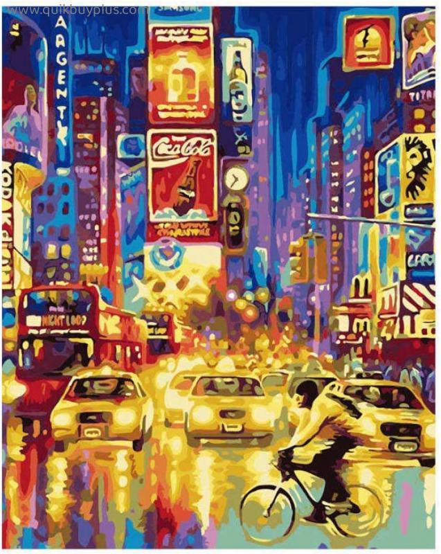 DCPPCPD Paint by Numbers,Paint by Numbers for Adults and Kids DIY Oil Painting GIF Corridor City Bar Binge Bus Bus Canvas Art Bedroom Home Decoration,40X50Cm No Frame