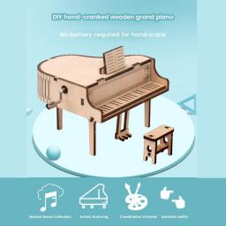 DIY Handmade Toys 3D Wooden Puzzle Game Classical Piano Music Box Assembly Popular Gift for Children Adult Christmas Birthday