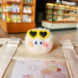DIY New Cute Rainbow Ladybug Sunglasses Bow Elf Keychain Student Bag Woman Bag Kawaii Plush Pendant Jewelry Gift