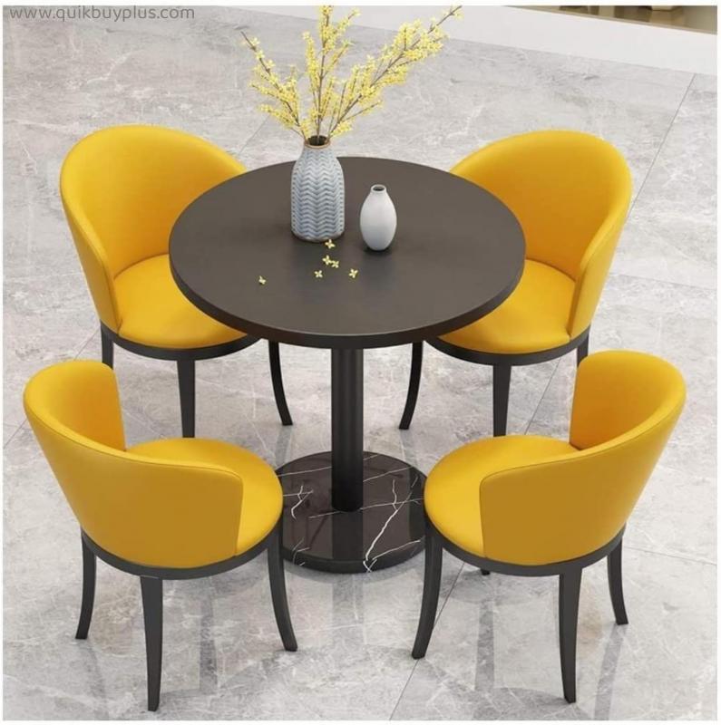DZFURNIT Business Dining Table Set Space-Saving Furniture, Leisure Table and Chair Combination Reception Table Negotiation Shop Meeting Lounge Area Office Conference Table Balcony Round Table