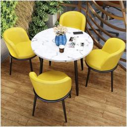 DZFURNIT Office Business Reception Room Dining Table Set, Negotiating Table And Chair Combination Lounge Sales Department Reception Room 1 Table 4 Chairs Leisure Simple Round Table Dining Table