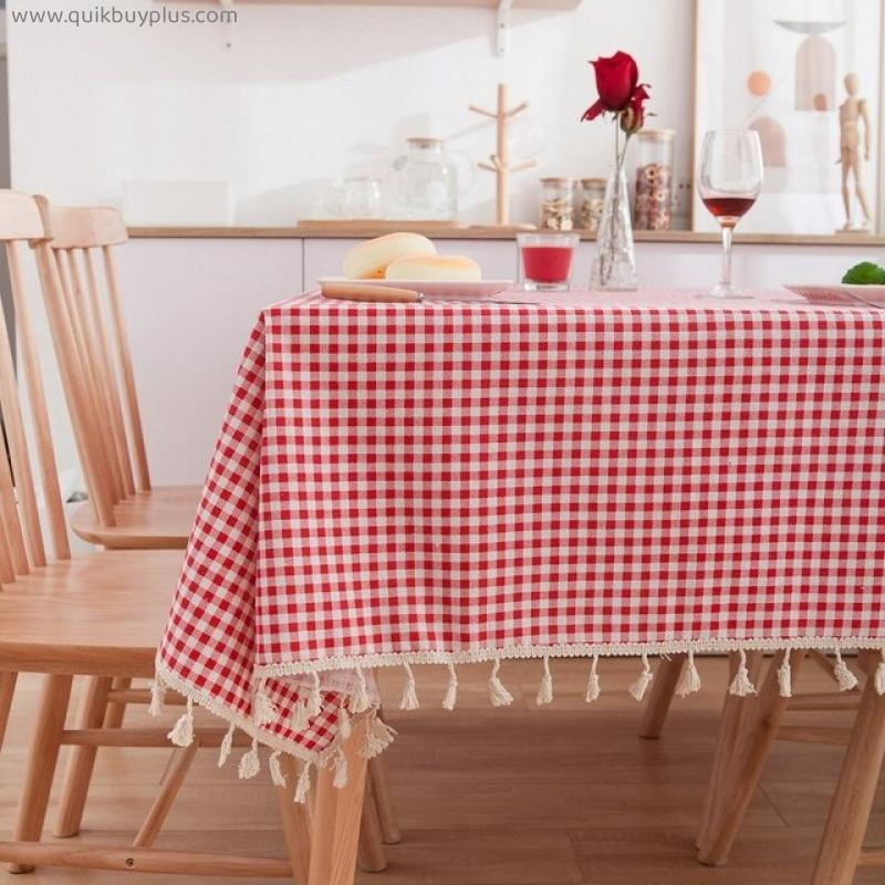 Daisy Printed Tablecloth Linen Tassel Lace Rectangular Table Cloth Household Garden Home Decoration Picinc Cover Mat