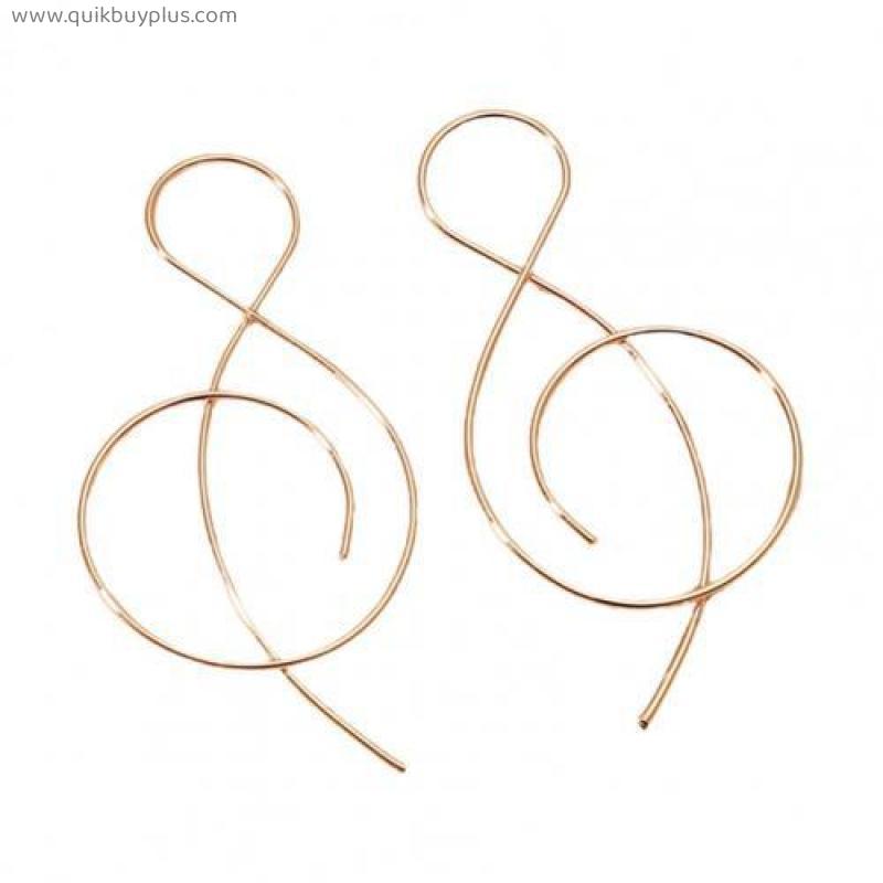 Dangle Earrings Long Attractive Comfortable to Wear Ladies Simple Musical Note Hoop Earrings