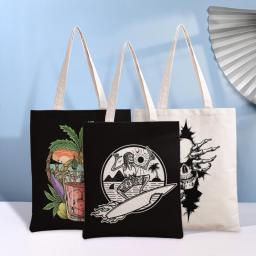 Dark handbag advertising hand-held cotton bag one shoulder diagonal shopping travel canvas bag reusable
