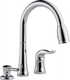 Delta Faucet Kate Pull Down Kitchen Faucet Brushed Nickel, Kitchen Faucets with Pull Down Sprayer, Kitchen Sink Faucet, Faucet for Kitchen Sink, Soap Dispenser, Stainless 16970-SSSD-DST