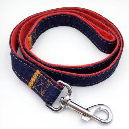Denim Dog Vest Harness Leash Jeans Leash Harnesses Lead Cowboy Traction Rope Strong Leash Dog Collar Teddy Pet Training Supplies