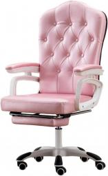 Desk Chair Executive Office Chair Swivel Chair,Reclining Breathable High-Density Desk Chair with Lumbar Support Arms Headrest,Modern Upholstered Vanity Chair with Wheels,Pink