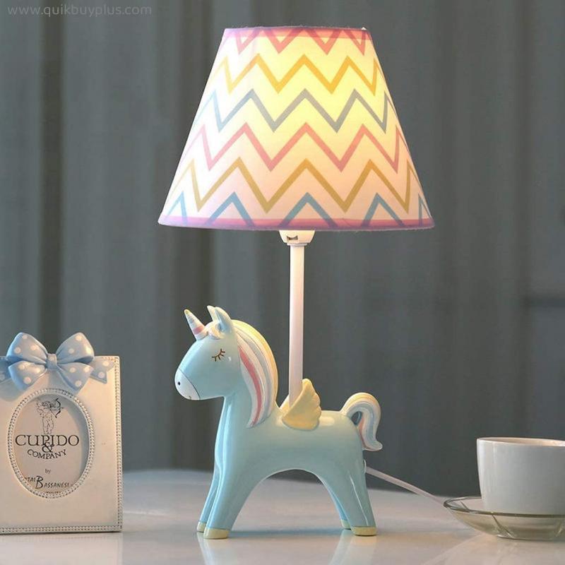 Desk Night Lamps for Children's Room - Cartoon Unicorn LED Table Lamp Bedroom Bedside Lamp Creative Boy Girl Cute Decorative Desktop Lamp (Color : Blue)