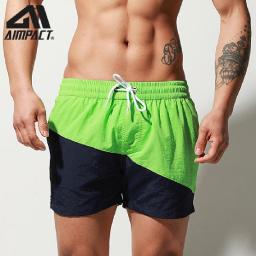 Desmiit Fast Dry Men's Board Shorts With Lining Sexy Patchwork Drawstring Surf Swim Trunks Male Holiday Transparent Beach Pants