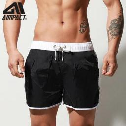 Desmiit Fast Dry Men's Board Shorts With Lining Sexy Patchwork Drawstring Surf Swim Trunks Male Holiday Transparent Beach Pants
