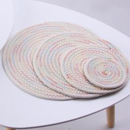 Different clour Japan round table mat Anti Slip Drink Coasters Insulated Solid Placemats Linen Non Slip Ramie Mat Kitchen tool