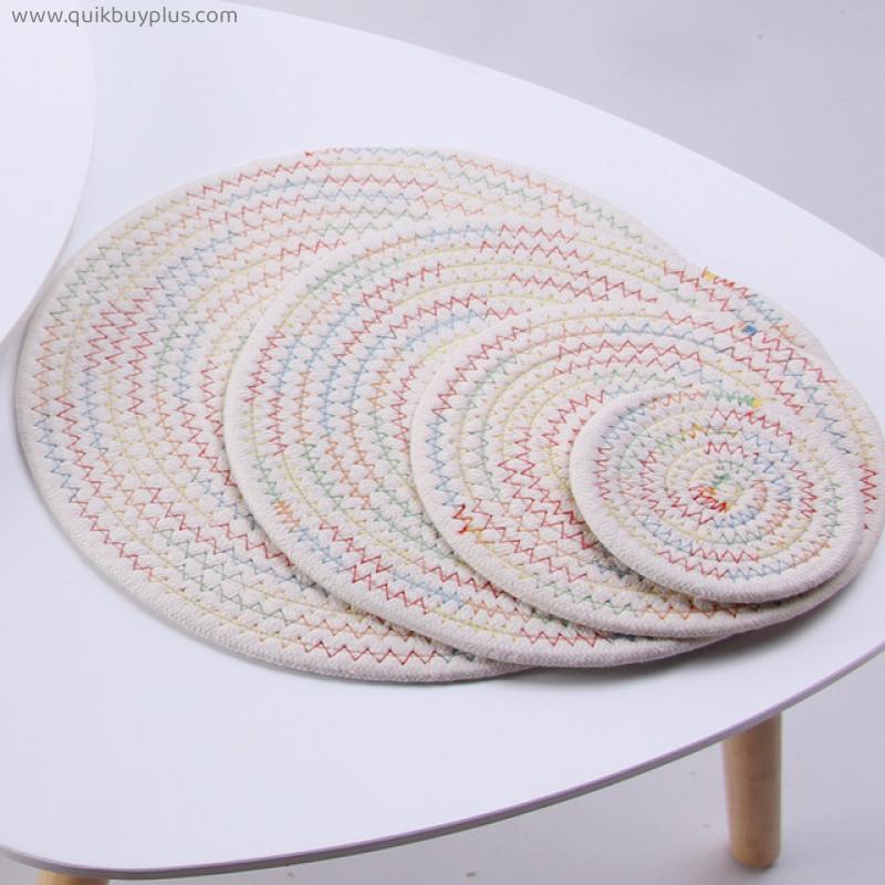 Different clour Japan round table mat Anti Slip Drink Coasters Insulated Solid Placemats Linen Non Slip Ramie Mat Kitchen tool