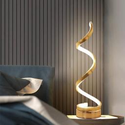 Dimmable Modern Led Table Lamp, 18W Spiral LED Table Lamp, 3 Color Temperatures Stepless Dimming, for Bedroom, Living Room, Office, Nightstand, Bookshelf,Gold