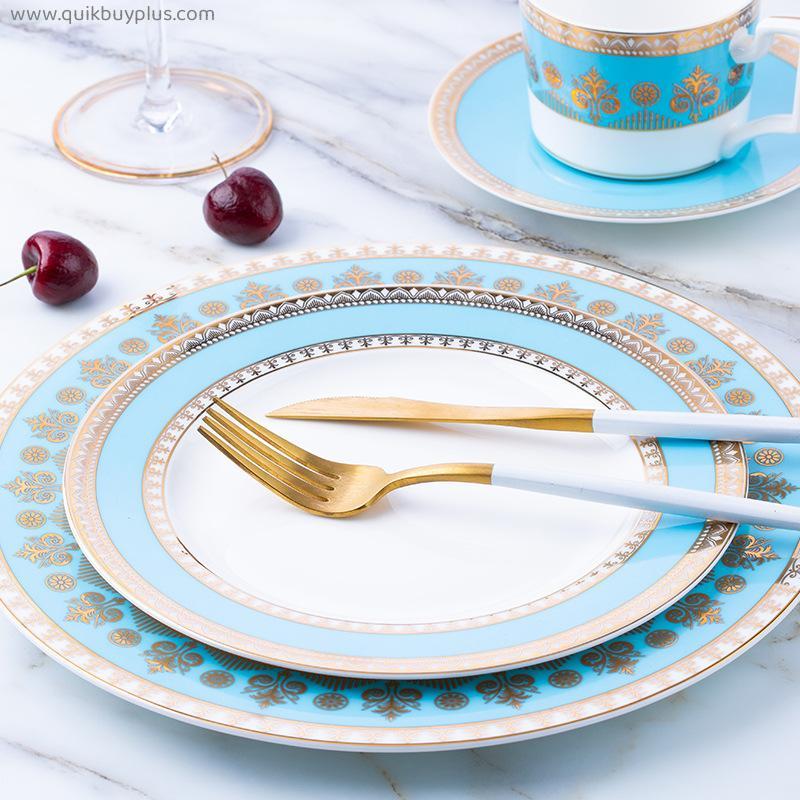 Dinnerware sets dishes dinnerware sets dinner plates dish set  dishes set for 4 kitchen plates and bowls set bone china dinnerware set  trace gold blue
