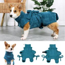 Dog Bathrobe Super Absorbent Adjustable Fully Covered Pet Bathing Coat Soft Warm Dog Clothing Fast Drying Dog Bath Towel Bathing Supplies