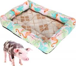 Dog Bed Mat, Comfortable Breathable and Safe Tight Weaving Process Pet Cooling Mat Plant Fiber for All Seasons for Pets(Flamingo, XL)