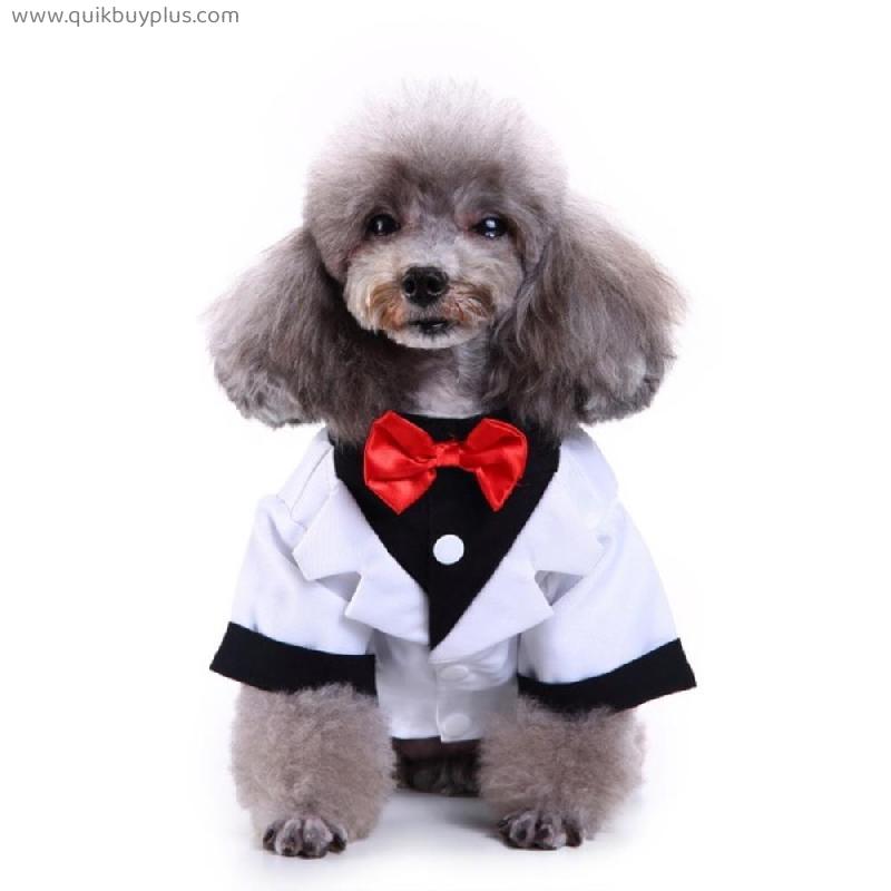 Dog Clothes Tuxedo Bow Tie Suit Wedding Photo Shirt Suit Teddy Puppy Clothes Cloth Stylish Pet Clothes Dog Clothing Dogs T Shirt