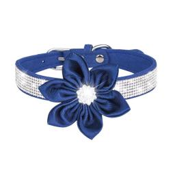 Dog Collar Leather Rhinestone Dog Collars No-pull Soft Adjustable Dog Collar Shiny Color Dog Collars with Flower for Small Medium Dogs
