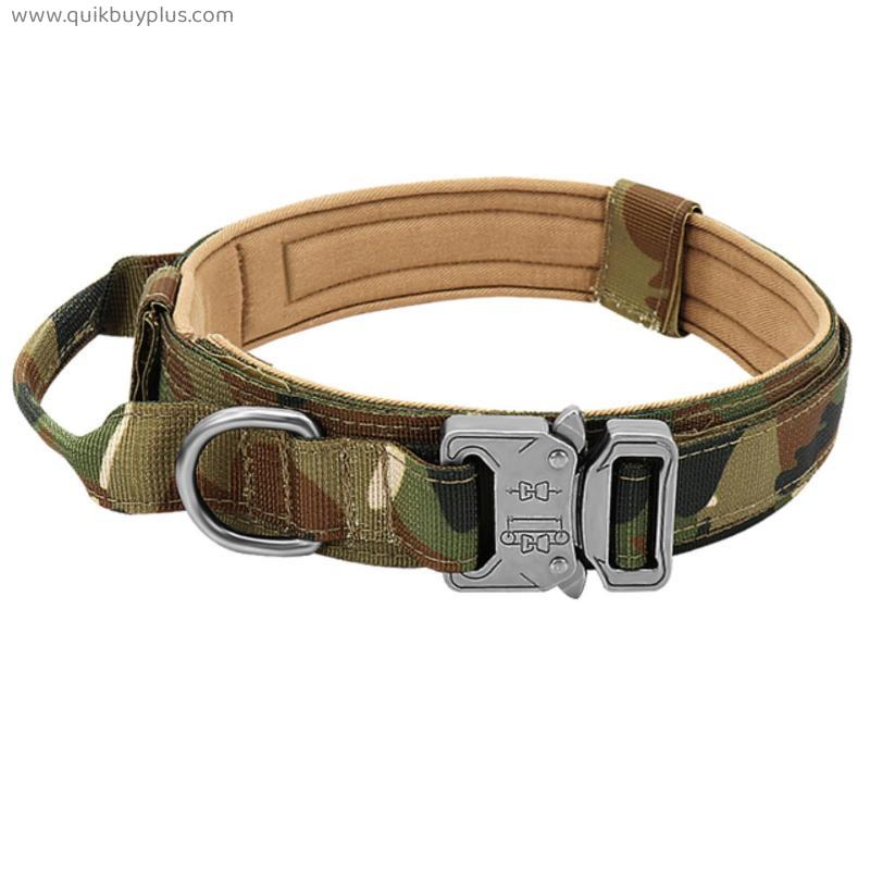 Dog Collar Military Tactical Camouflage Medium Large Dog German Shepard Collars with Quick Release Buckle & Handle For Walking Training