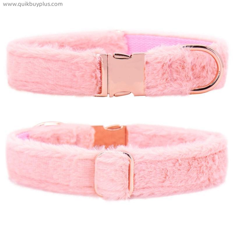 Dog Collars Furry Warm Dog Collar Soft and Comfortable with Quick Adjust Metal Buckle and D-Ring No Pull Anti Loss Cute Dog Collar for Small Medium Dog