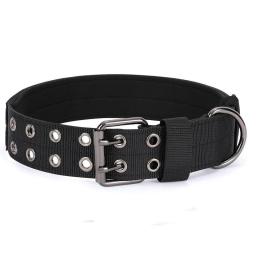 Dog Nylon Collar for Medium Large Dogs - Black Military Tactical Dog Collar Durable Adjustable Training Dog Collar with Heavy Duty Metal Buckle