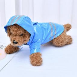 Dog Raincoat PU Reflective Striped Design Pets Hooded Dog Raincoat Small Size Pet Raincoat Dog Clothing Pet Gabardinas Raincoats